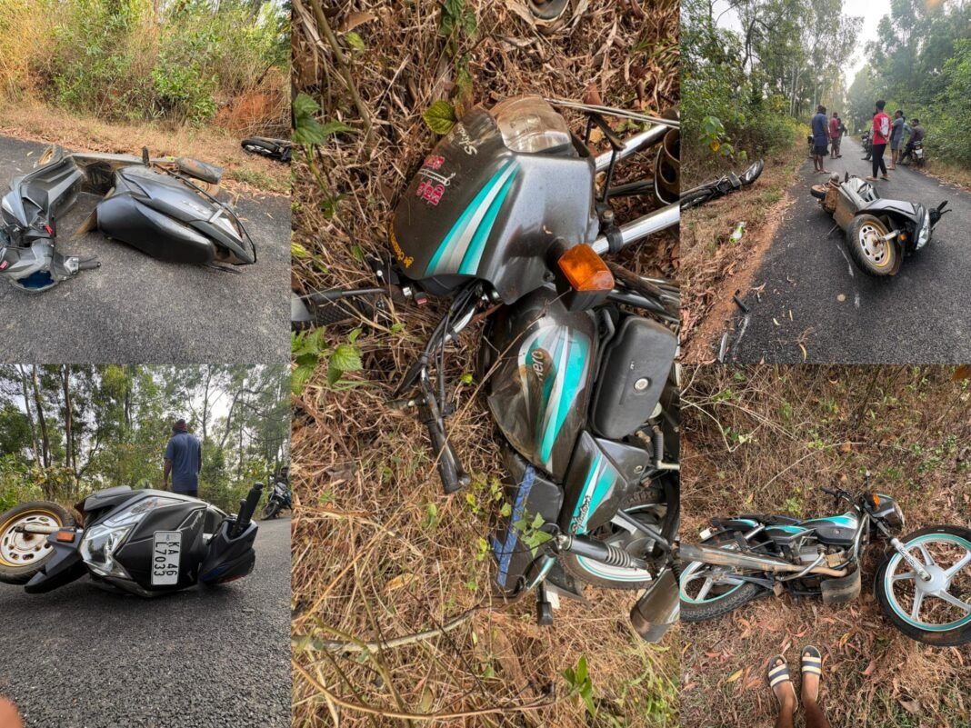 ಸಕಲೇಶಪುರದಲ್ಲಿ ಕಾಡಾನೆ ದಾಳಿಯಿಂದ ಜಖಂಗೊಂಡ ಬೈಕ್ ಮತ್ತು ಸ್ಥಳದ ದೃಶ್ಯ