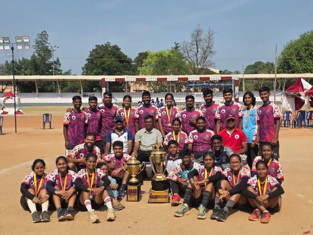 Hassan women handball team winners state championship Mandya 2026