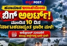 ಕರ್ನಾಟಕದಲ್ಲಿ ಮಳೆ ಅಬ್ಬರ: ಕರಾವಳಿ, ಮಲೆನಾಡು, ದಕ್ಷಿಣ ಒಳನಾಡಿಗೆ ಅಲರ್ಟ್! ಅಕ್ಟೋಬರ್ 22ರವರೆಗೆ ಹಲವು ಜಿಲ್ಲೆಗಳಲ್ಲಿ ಭಾರೀ ಮಳೆ